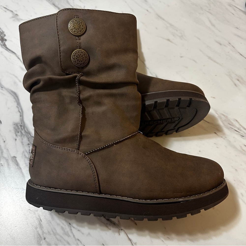 Skechers Brown Button-Accent Boots
